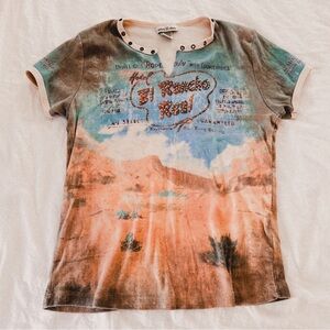 Y2K skinny Minnie studded vtg ranch western muted color desert graphic tee large